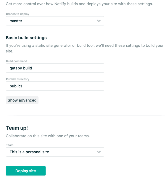 configure netlify